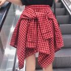 Plaid Irregular Hem A-line Skirt