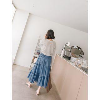 Stitched Long Tiered Skirt