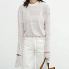 Ripped Striped Long Sleeve T-shirt