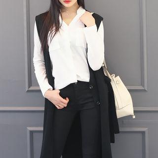 Tie-side Long Knit Vest