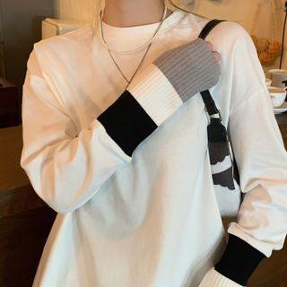 Knit Panel Sweatshirt White - One Size