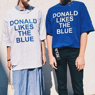 Couple Matching Dropped Shoulder Lettering T-shirt