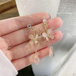 Faux Crystal Butterfly Drop Earring