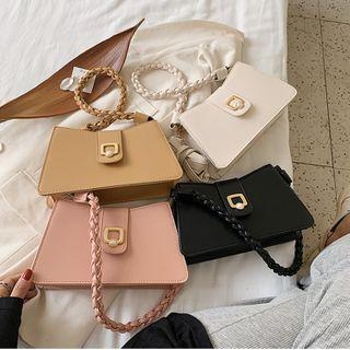 Faux Pearl Buckled Faux Leather Crossbody Bag