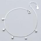 925 Sterling Silver Rhinestone Anklet Silver - One Size