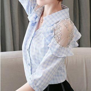 Plaid Sleeve Blouse