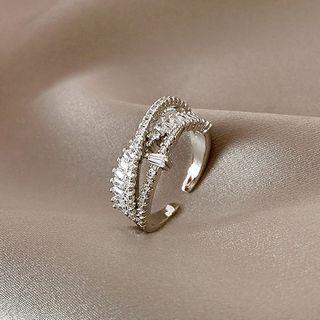 Layered Rhinestone Open Ring J219 - One Size