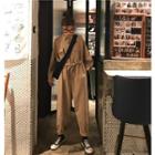 Tie-waist Front Pocket Plain Jumpsuit