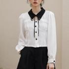 Collared Keyhole Blouse