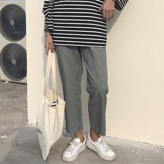 Loose-fit Plain Cropped Wide-leg Pants