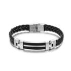 Fashion Simple 316l Stainless Steel Geometric Leather Bracelet Silver - One Size