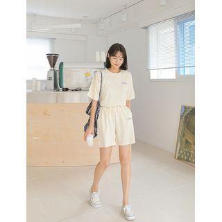 Neon Letter-embroidered T-shirt