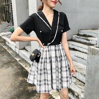 Panel Plaid Medium Maxi Dress