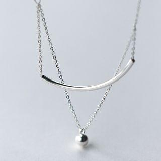 925 Sterling Silver Layered Bar Necklace