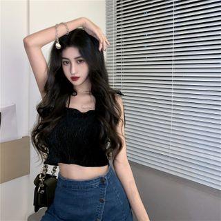 Tie-shoulder Ribbed Camisole Top