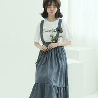 Ruffle-hem Suspender Skirt One Size