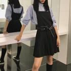 Pleated Jumper Dress+ Bag / Long Sleeve Dotted Shirt