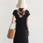 Short-sleeve Strappy-back Long T-shirt Dress