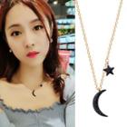 Moon & Star Pendant Necklace Rose Gold - One Size