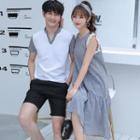 Couple Matching Sleeveless Plaid Dress / Short-sleeve T-shirt