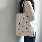 Dotted Canvas Tote Bag As Shown In Figure - One Size