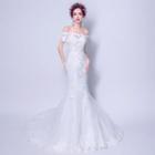 Off-shoulder Lace Applique Mermaid Wedding Dress