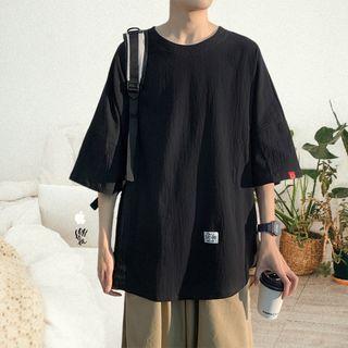 Elbow-sleeve Lettering Patch T-shirt