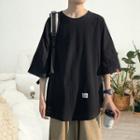 Elbow-sleeve Lettering Patch T-shirt