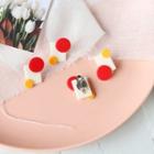 Color Block Stud Earring 1 Pair - Earrings - White & Red & Yellow - One Size