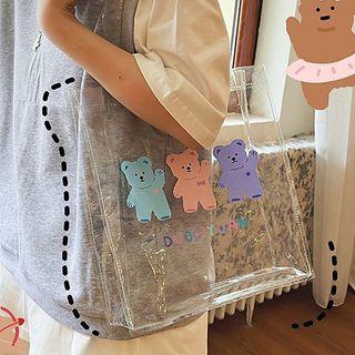 Bear Print Pvc Tote Bag Transparent - One Size