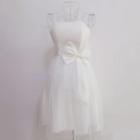 Bow Accent Strapless Mini A-line Dress White - One Size