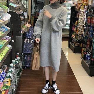 Pocketed Turtleneck Pullover Dress