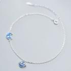 925 Sterling Silver Planet & Moon Anklet S925 Silver - Ankle - Blue & Silver - One Size