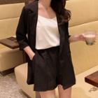 Camisole Top / Elbow-sleeve Blazer / Shorts / Set