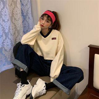 Printed Letter Long-sleeve Sweatshirt As Shown In Figure - One Size