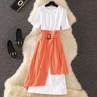 Set: Short-sleeve T-shirt Dress+ Asymmetric Skirt