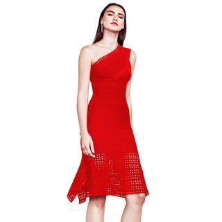One-shoulder Sheath Ruffle Dress