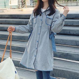 Pocketed Striped Shirt Jacket