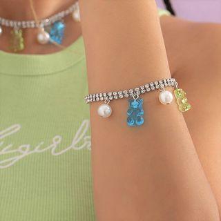 Bear Faux Pearl Alloy Bracelet / Choker