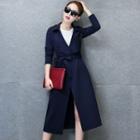 Plain Tie-waist Coat