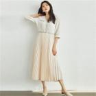 Button-front Pleated Dress