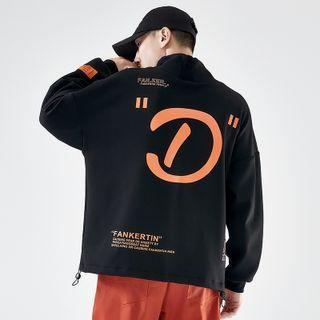 Long-sleeve High-neck Printed T-shirt