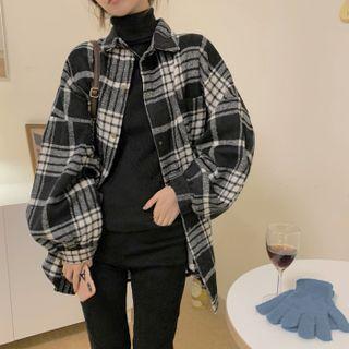 Long-sleeve Plaid Loose-fit Shirt Jacket