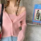Ribbed Knit Camisole Top / Cardigan