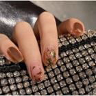 Gold Leaf Faux Nail Tip 185 - Glue - As Shown In Figure - One Size