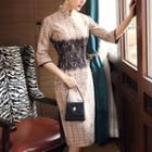 Traditional Chinese Elbow-sleeve Lace Panel Dress
