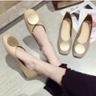 Metal Disc Faux Leather Flats