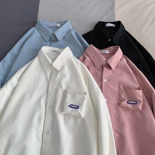 Pocket Front Long Sleeve Oversized Shirt