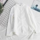 Long-sleeve Stand Collar Shirt White - One Size