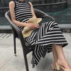 Sleeveless Striped A-line Maxi Dress